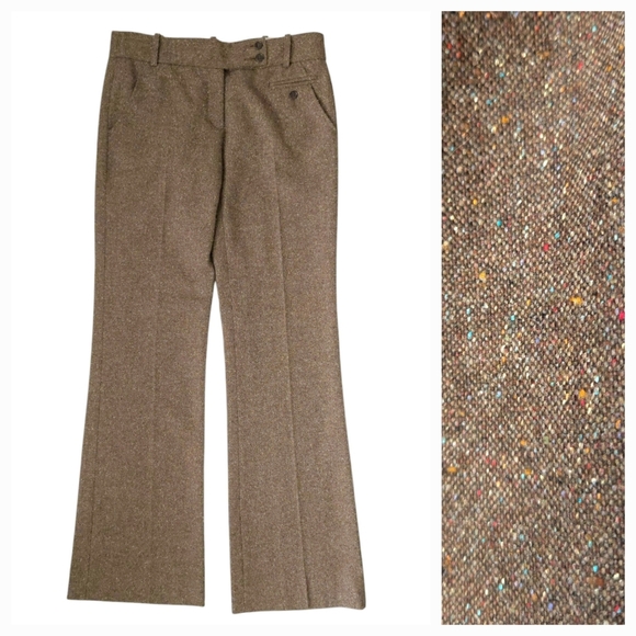 BCBG MaxAzria Tan Brown Confetti Wool Bootcut Slacks Trouser Pants - Picture 1 of 5
